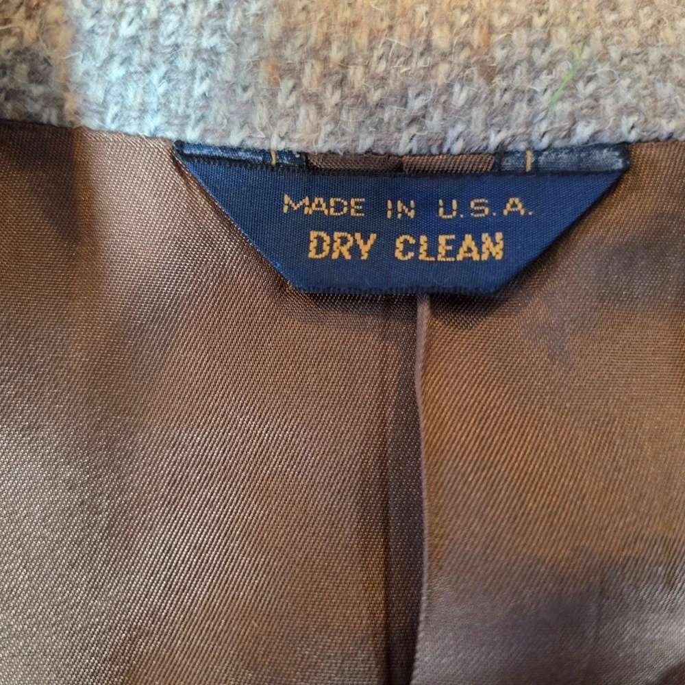 Vintage Pendleton Tweed Blazer Elbow Patches Tan/Brown Wool‎ Sport Coat 42 Long